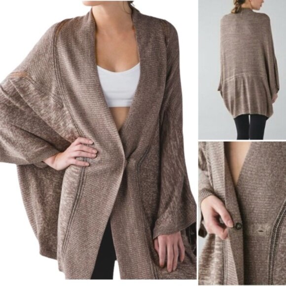Lululemon  * Breeze Easy Wrap HeatheredCool Cocoa / Heathered Cashew - Picture 1 of 16